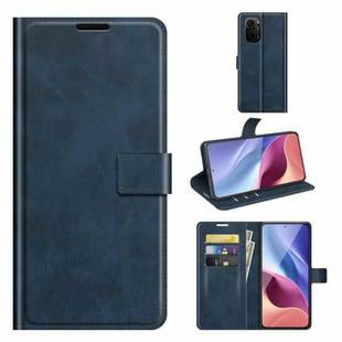 For Xiaomi Poco F3 / Redmi K40/K40 Pro Retro Calf Pattern Buckle Horizontal Flip Leather Case with Holder & Card Slots & Wallet(Blue)