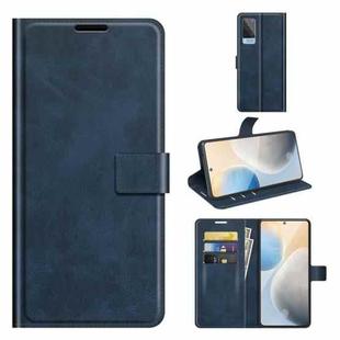 For vivo X60 Retro Calf Pattern Buckle Horizontal Flip Leather Case with Holder & Card Slots & Wallet(Blue)