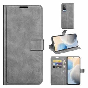 For vivo X60 Retro Calf Pattern Buckle Horizontal Flip Leather Case with Holder & Card Slots & Wallet(Gray)