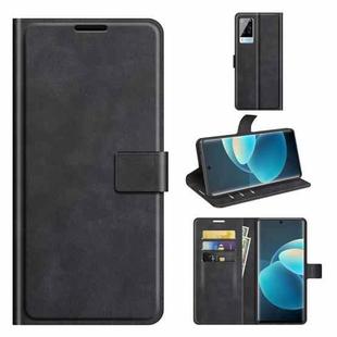For vivo X60 Pro Retro Calf Pattern Buckle Horizontal Flip Leather Case with Holder & Card Slots & Wallet(Black)