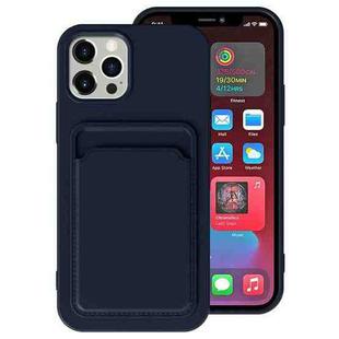 For iPhone 12 Pro Max TPU + Flannel Lining Shockproof  Case with Card Slots(Blue)