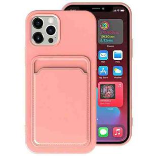 For iPhone 12 Pro Max TPU + Flannel Lining Shockproof  Case with Card Slots(Pink)