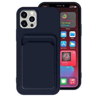 For iPhone 12 Pro TPU + Flannel Lining Shockproof  Case with Card Slots(Blue)