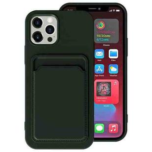 For iPhone 12 Pro TPU + Flannel Lining Shockproof  Case with Card Slots(Green)