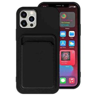 For iPhone 12 TPU + Flannel Lining Shockproof  Case with Card Slots(Black)