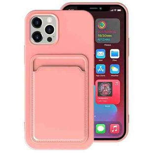 For iPhone 12 TPU + Flannel Lining Shockproof  Case with Card Slots(Pink)