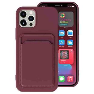 For iPhone 12 TPU + Flannel Lining Shockproof  Case with Card Slots(Dark Purple)