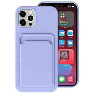 For iPhone 12 TPU + Flannel Lining Shockproof  Case with Card Slots(Light Purple)