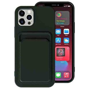 For iPhone 12 mini TPU + Flannel Lining Shockproof  Case with Card Slots For  iPhone 12 Mini(Green)