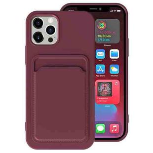 For iPhone 12 mini TPU + Flannel Lining Shockproof  Case with Card Slots For  iPhone 12 Mini(Dark Purple)