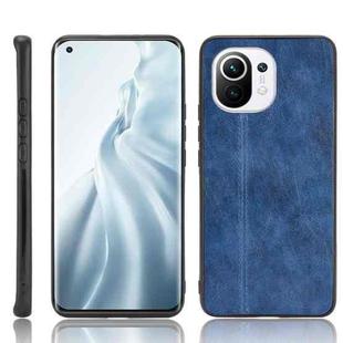 For Xiaomi Mi 11 Shockproof Sewing Cow Pattern Skin PC + PU + TPU Case(Blue)