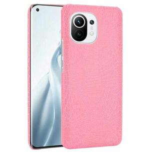 For Xiaomi Mi 11 Shockproof Crocodile Texture PC + PU Case(Pink)