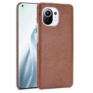 For Xiaomi Mi 11 Shockproof Crocodile Texture PC + PU Case(Brown)