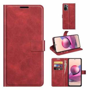 For Xiaomi Redmi Note 10 4G /Redmi Note 10S Retro Calf Pattern Buckle Horizontal Flip Leather Case with Holder & Card Slots & Wallet(Red)