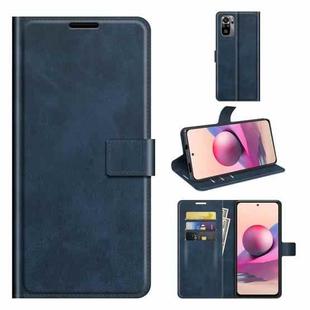 For Xiaomi Redmi Note 10 4G /Redmi Note 10S Retro Calf Pattern Buckle Horizontal Flip Leather Case with Holder & Card Slots & Wallet(Blue)