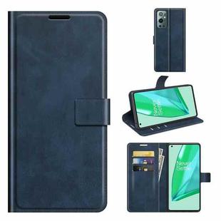 For OnePlus 9 Pro Retro Calf Pattern Buckle Horizontal Flip Leather Case with Holder & Card Slots & Wallet(Blue)