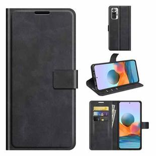 For Redmi Note 10 Pro (Indian Edition) Retro Calf Pattern Buckle Horizontal Flip Leather Case with Holder & Card Slots & Wallet(Black)