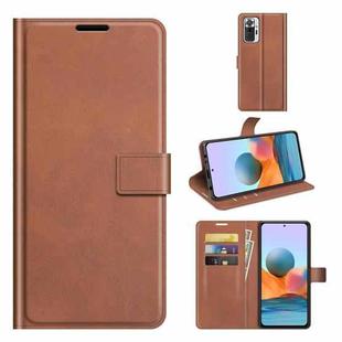 For Redmi Note 10 Pro (Indian Edition) Retro Calf Pattern Buckle Horizontal Flip Leather Case with Holder & Card Slots & Wallet(Light Brown)