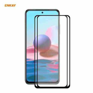 For Redmi Note 10 / Note 10S 2 PCS ENKAY Hat-Prince Full Glue 0.26mm 9H 2.5D Tempered Glass Full Coverage Film