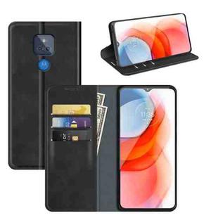 For Motorola Moto G Play 2021 Retro-skin Business Magnetic Suction Leather Case with Holder & Card Slots & Wallet(Black)