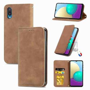 For Samsung Galaxy A02 Retro Skin Feel Business Magnetic Horizontal Flip Leather Case with Holder & Card Slots & Wallet & Photo Frame(Brown)