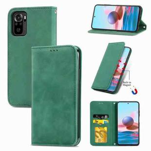 For Xiaomi Redmi Note 10 4G Retro Skin Feel Business Magnetic Horizontal Flip Leather Case with Holder & Card Slots & Wallet & Photo Frame(Green)