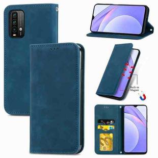 For Xiaomi Redmi Note 9 4G Retro Skin Feel Business Magnetic Horizontal Flip Leather Case with Holder & Card Slots & Wallet & Photo Frame(Blue)