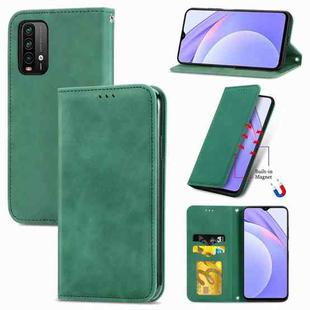For Xiaomi Redmi Note 9 4G Retro Skin Feel Business Magnetic Horizontal Flip Leather Case with Holder & Card Slots & Wallet & Photo Frame(Green)