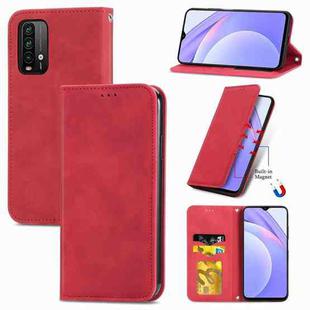 For Xiaomi Redmi Note 9 4G Retro Skin Feel Business Magnetic Horizontal Flip Leather Case with Holder & Card Slots & Wallet & Photo Frame(Red)
