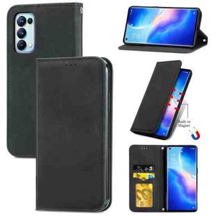 For OPPO Reno5 Pro 5G Retro Skin Feel Business Magnetic Horizontal Flip Leather Case with Holder & Card Slots & Wallet & Photo Frame(Black)