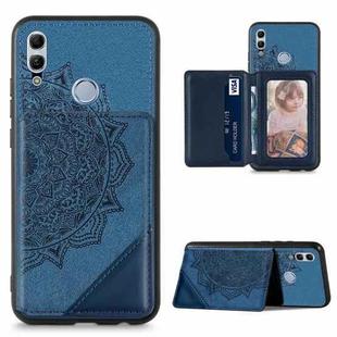 For Huawei Honor 10  Lite Mandala Embossed Magnetic Cloth PU+TPU+PC Case with Holder & Card Slots & Wallet & Photo Frame(Blue)