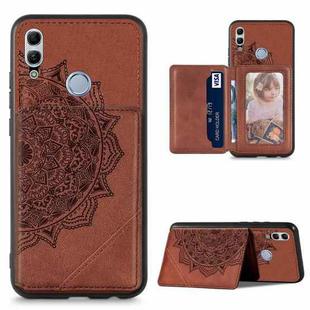 For Huawei Honor 10  Lite Mandala Embossed Magnetic Cloth PU+TPU+PC Case with Holder & Card Slots & Wallet & Photo Frame(Brown)