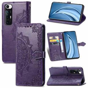 For Xiaomi Mi 10S Mandala Flower Embossed Horizontal Flip Leather Case with Bracket / Card Slot / Wallet / Lanyard(Purple)
