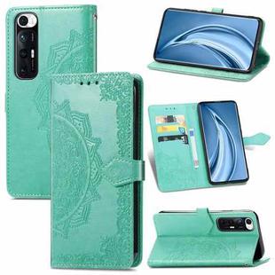 For Xiaomi Mi 10S Mandala Flower Embossed Horizontal Flip Leather Case with Bracket / Card Slot / Wallet / Lanyard(Green)