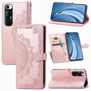 For Xiaomi Mi 10S Mandala Flower Embossed Horizontal Flip Leather Case with Bracket / Card Slot / Wallet / Lanyard(Rose Gold)