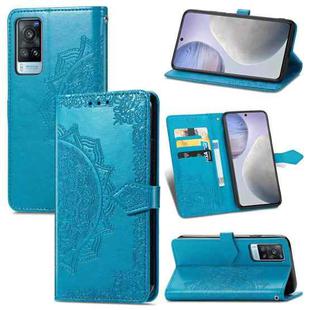 For vivo X60 Mandala Flower Embossed Horizontal Flip Leather Case with Bracket / Card Slot / Wallet / Lanyard(Blue)