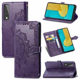 For LG Stylo 7 Mandala Flower Embossed Horizontal Flip Leather Case with Bracket / Card Slot / Wallet / Lanyard(Purple)