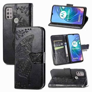 For Motorola Moto G30 / G10 Butterfly Love Flower Embossed Horizontal Flip Leather Case with Bracket & Card Slot & Wallet & Lanyard(Black)