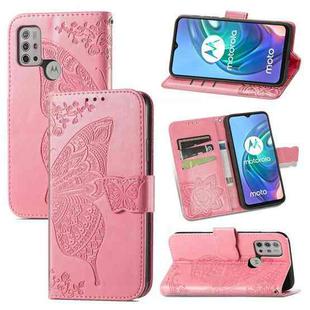 For Motorola Moto G30 / G10 Butterfly Love Flower Embossed Horizontal Flip Leather Case with Bracket & Card Slot & Wallet & Lanyard(Pink)