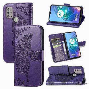 For Motorola Moto G30 / G10 Butterfly Love Flower Embossed Horizontal Flip Leather Case with Bracket & Card Slot & Wallet & Lanyard(Dark Purple)