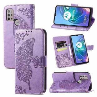 For Motorola Moto G30 / G10 Butterfly Love Flower Embossed Horizontal Flip Leather Case with Bracket & Card Slot & Wallet & Lanyard(Light Purple)