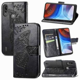 For Motorola Moto E7 Power Butterfly Love Flower Embossed Horizontal Flip Leather Case with Bracket & Card Slot & Wallet & Lanyard(Black)