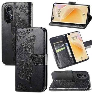 For Huawei Nova 8 Pro Butterfly Love Flower Embossed Horizontal Flip Leather Case with Bracket & Card Slot & Wallet & Lanyard(Black)