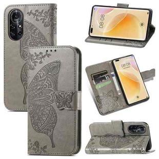 For Huawei Nova 8 Pro Butterfly Love Flower Embossed Horizontal Flip Leather Case with Bracket & Card Slot & Wallet & Lanyard(Gray)