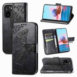 For Xiaomi Redmi Note 10 4G Butterfly Love Flower Embossed Horizontal Flip Leather Case with Bracket & Card Slot & Wallet & Lanyard(Black)