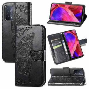 For OPPO A93 Butterfly Love Flower Embossed Horizontal Flip Leather Case with Bracket & Card Slot & Wallet & Lanyard(Black)