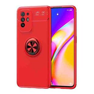 For OPPO F19 Pro Plus Metal Ring Holder 360 Degree Rotating TPU Case(Red+Red)