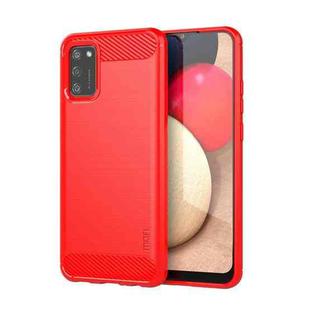 For Samsung Galaxy A02s/M02s/F02s(EU Version) MOFI Gentleness Series Brushed Texture Carbon Fiber Soft TPU Case(Red)
