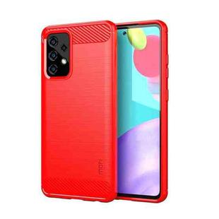 For Samsung Galaxy A52 5G/4G MOFI Gentleness Series Brushed Texture Carbon Fiber Soft TPU Case(Red)