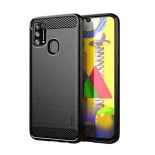 For Samsung Galaxy M31/ F41/ M21s/ M31 Prime MOFI Gentleness Series Brushed Texture Carbon Fiber Soft TPU Case(Black)